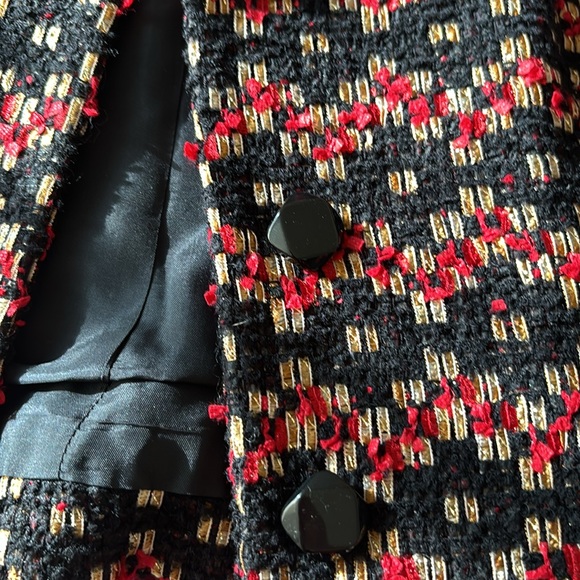 Worth Petite Checkered Black & Red Blazer size 2 - Picture 3 of 7